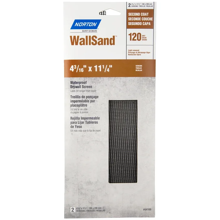 07660721767 Drywall Sanding Screen, 11-1/4 In L, 4-3/16 In W, 120 Grit, Medium, Paper Abrasive, 2-sheet