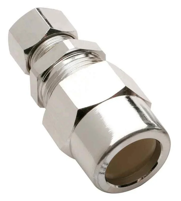 1/2 In. Compression X 3/8 In. Dia. Compression Chrome Plated Brass Straight Adapter