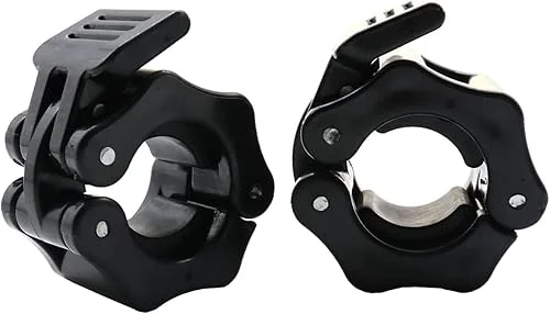 1 Inch Barbell Clamps – Quick Release Pair of Locking 1'' Diameter Standard Bar Weight Plates Collar Clips for Workout Weightlifting Fitness Training Bodybuilding (Black)