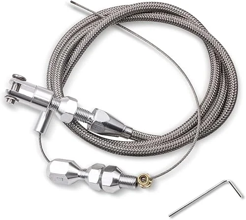 1 PC 36′ Braided Throttle Cable Kit for Chevrolet for Chevy 1997-2007 for LS1 Engine 4.8L 5.3L 5.7L 6.0L, Adjustable Throttle Cable Automotive Replacement Accelerator Cables (Silver)