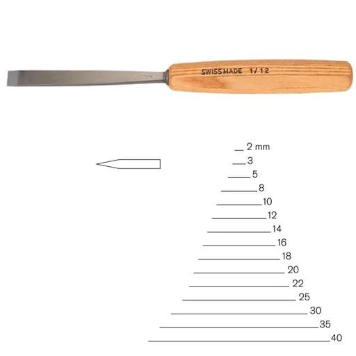 #1 Swiss Double Bevel Straight Chisel 3 mm Full Size
