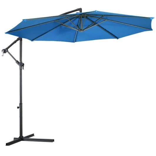 10′ Patio Outdoor Sunshade Hanging Umbrella-Blue