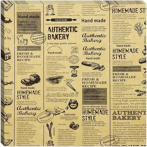 10′ x 10′ – 200 Pk – Brown Food Word Text Grease-Resistant Wrap Paper, Basket Liners Deli Paper, Best Kraft Food Wrapping Paper Sheets for Bakery, Picnic, Festival, Fair or BBQ (Kraft Bake)