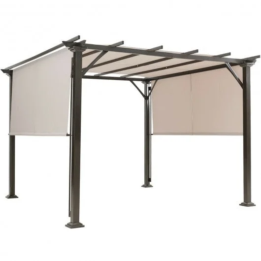 10′ x 10′ Metal Frame Patio Furniture Shelter-Beige