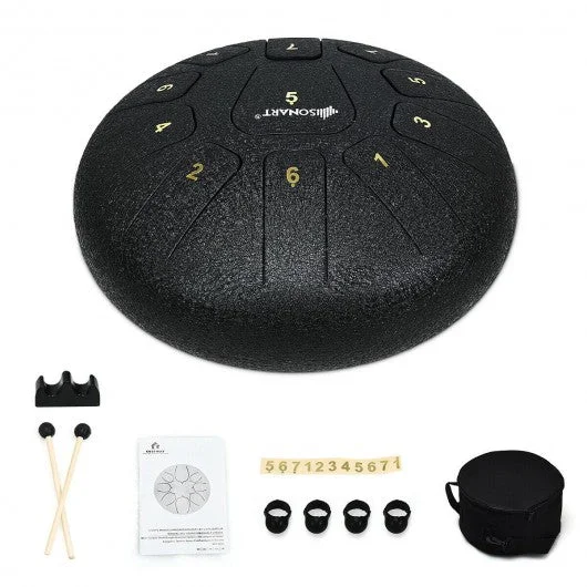 10″ High Carbon 11 Notes Steel Tongue Drum with Drum Hammer
