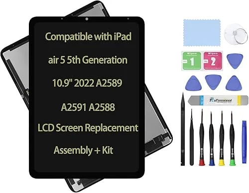 10.9′ LCD Screen Replacement Compatible with iPad air 5 5th Generation 2022 A2589 A2591 A2588 Display LCD Assembly and Glass Touch Digitizer Premium Repair Kit