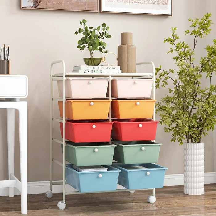 10-Drawer Rolling Storage Cart