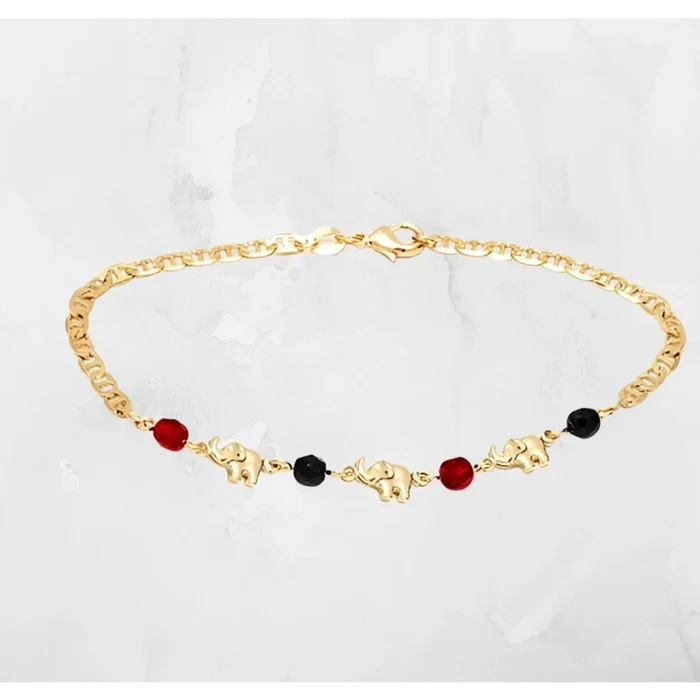 10-Inch 18K Gold Plated Mariner Jet Elephant Anklet
