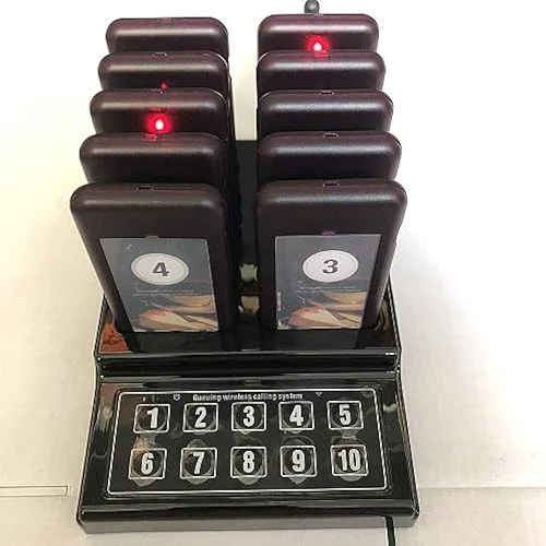 10 Pager buzzers 1 keypad Queue Number Call Wireless Calling System Queue Call Restaurant Paging System for Restaurant Church Food Truck Coffee Shop Office