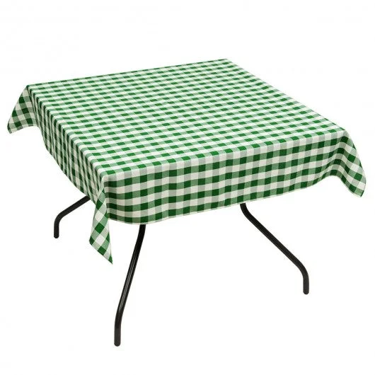 10 Pcs 52″ x 52″ Square Polyester Plaid Dinner Tablecloth-Green