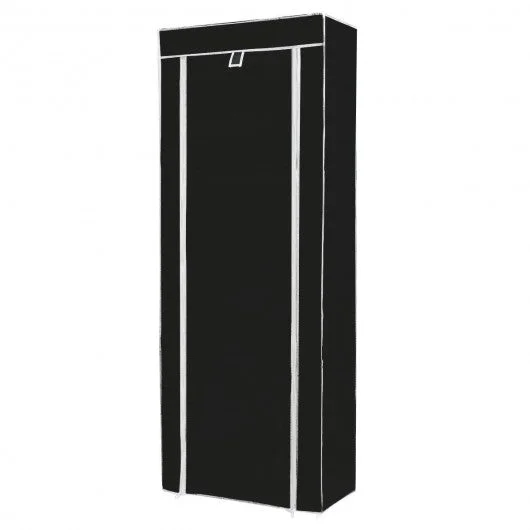 10 Tier Space Saving Shoe Tower Rack with Fabric Cover-Black