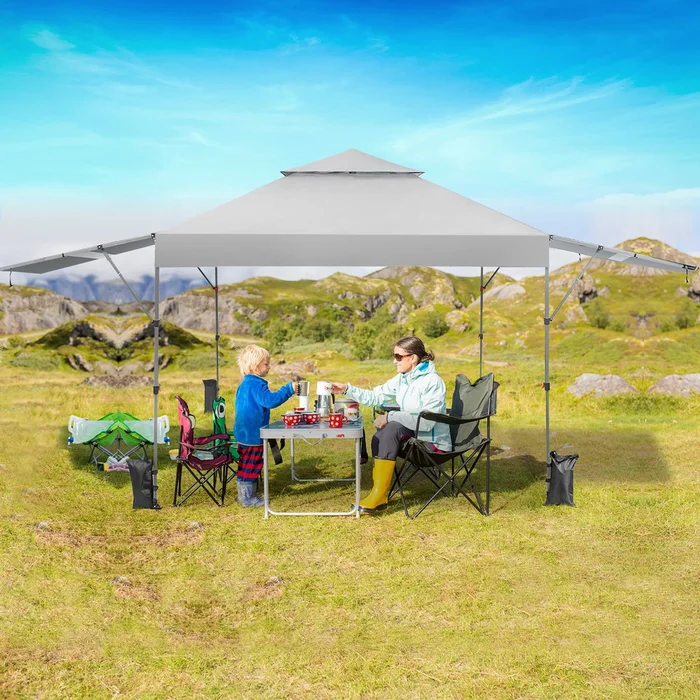 10' x 17.6' Outdoor Instant Pop-Up Canopy Tent with Dual Half Awnings