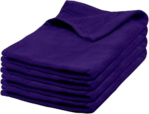 100% Cotton Terry Velour Fingertip Towels, Set of 4, 11 x 18 Inches, Bathroom Hand Towels with Hemmed Ends