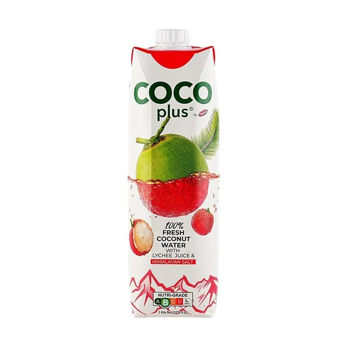 100% Fresh Coconut Water with Lychee Juice& Himalayan Salt 11.8 fl oz【0 Fat 0 Cholesterol】【Supplement Electrolytes】