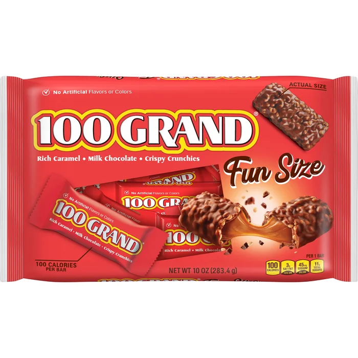100 Grand Fun Size Chocolate Bar Bag-10 oz.-6/Case