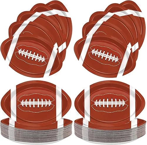 100 Pieces Football Plates Football Shaped Disposable Paper Plates Football Party Supplies for Football Party Decorations Gameday Tailgate Party Decorations, Medium
