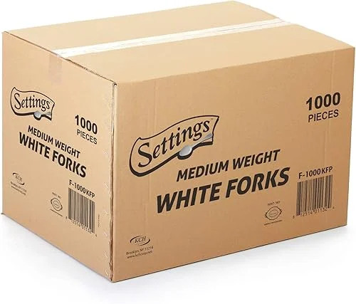 [1000 Count] Settings Plastic White Forks, Practical Disposable Cutlery, Great For Home, Office, School, Party, Picnics, Restaurant, Take-out Fast Food, Outdoor Events, Or Every Day Use, 1 Box