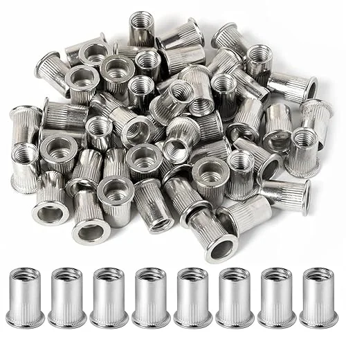 100pcs Stainless Steel 1/4′-20 Rivet Nuts Threaded Insert Nutsert Rivnuts