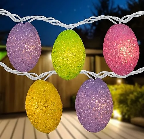 10ct Pastel Easter Eggs String Light Set, 7.25ft White Wire