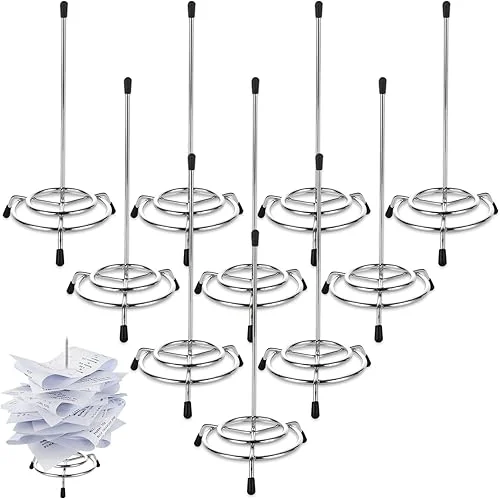 10PCS Receipt Holder Spike, 3.3×6.3 Inch Receipt Spike Ticket Stabber for Restaurant Office Home, Stainless Steel Bill Fork for Memo Food Order Paper Stand Supplies