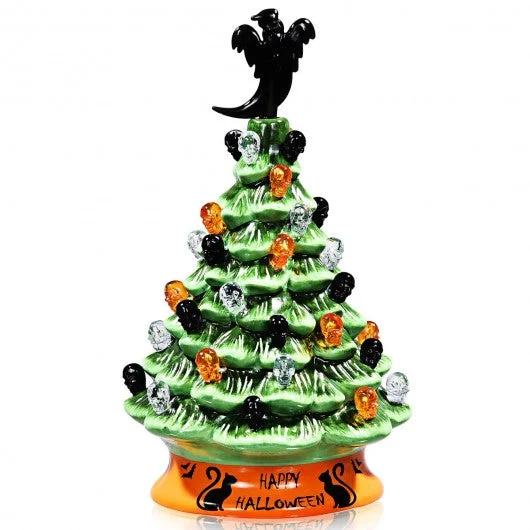 11.5″ Pre-Lit Ceramic Hand-Painted Tabletop Halloween Tree