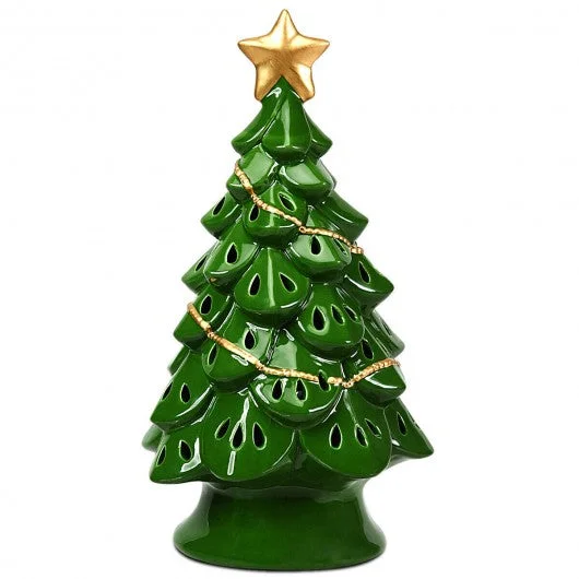 11.5″ Pre-Lit Ceramic Hollow Christmas Tree with LED Lights