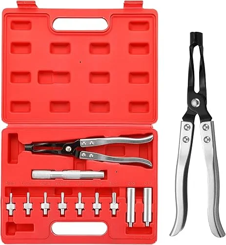 11PCS Valve Stem Seal Remover and Installer Tool Kit – Pliers, Drive Handle, Sockets, Adapters, Tool Kit with Carrying Case