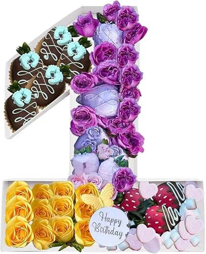 12.2′ Fillable Cardboard Number Serving Tray Cut Out Charcuterie Sweet Food Decorative Paper Mache Box (1)