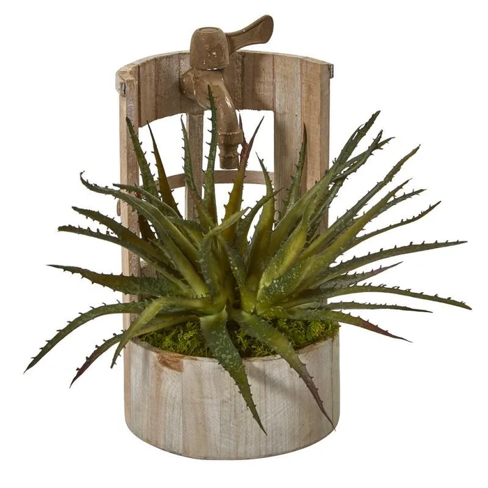 12″ Aloe Artificial Plant in Faucet Planter