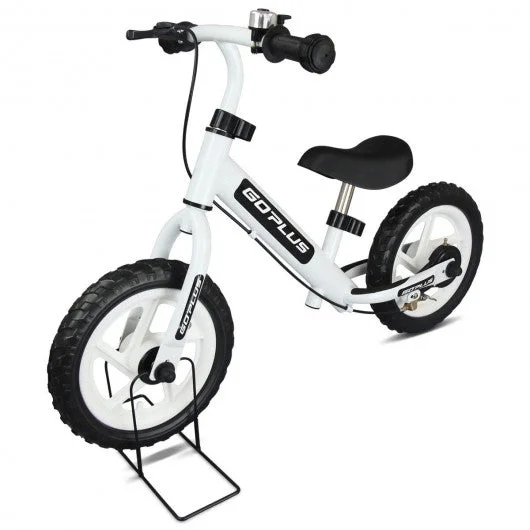 12″ Four Colors Kids Balance Bike Scooter with Brakes and Bell-White