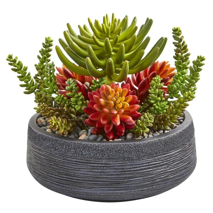 12″ Succulent Garden Artificial Plant in Bowl
