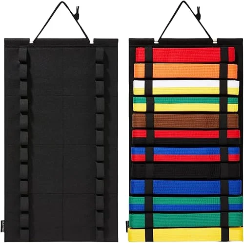 12 Belts Karate Belt Display Rack, Felt Martial Arts Belt Display Holder for Kids and Adults, Belt Rack Hanging Holder for Taekwondo Learners No Assembly Required