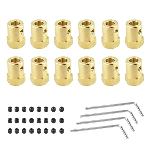 12 Pcs 6mm Flexible Coupling Coupler Connector Hex Coupler for Car Wheels Tires Shaft Motor