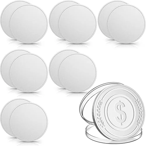 12 Pcs Blank Challenge Coin, Engraving Blanks Coins Threaded Edged 40 mm with Acrylic Protection Box Laser Engravable Pattern for DIY Crafts Commemorative Collection (Sliver)