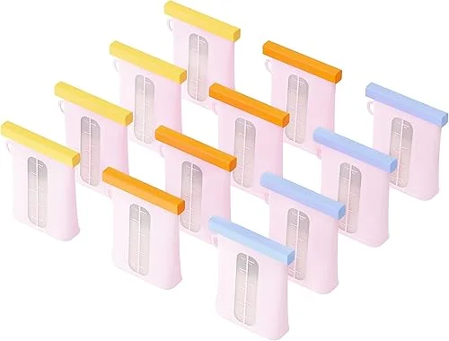 12 Pcs Silicone Breastmilk Storage Bags Reusable, 8oz/240ml Double Leak-Proof Breastmilk Freezer Bags, BPA Free Self-Standing Milk Bags for Breastfeeding, Baby Food Pouches