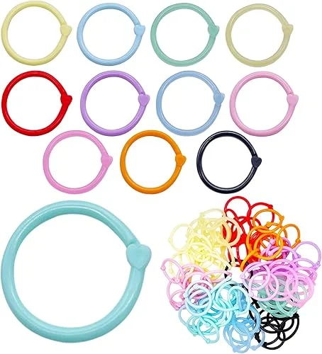120 Pcs Plastic Binder Rings,0.6 Inch Loose Leaf Binder Clips,Crystal Colors Flexible DIY Keychain Rings Book Ring for Index Card Scrapbooks Flash Card Documents for Home School Office 12 Colors