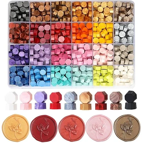 1200 Pcs Assorted Color Wax Seal Beads Bulk, Multicolor SealingWax Pellets for Stamp Wax Seals, Wedding Invitation, Envelope Seal, DIY Crafts, Gift Idea