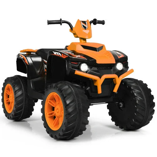 12V Kids Electric 4-Wheeler ATV Quad Ride On Car with LED Light-Orange