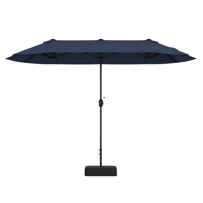 13 Feet Double-Sided Patio Twin Table Umbrella with Crank Handle