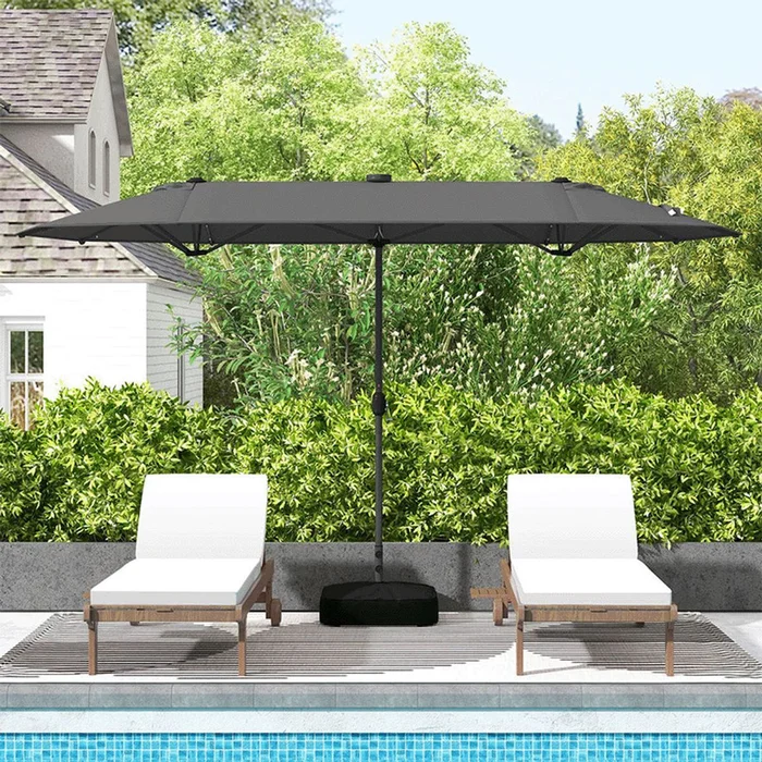 13-Foot Twin Patio Umbrella with Solar LED Lights