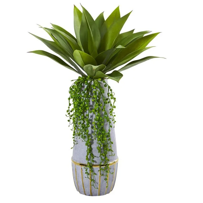 15″ Agave Succulent Artificial Plant in Stoneware Planter
