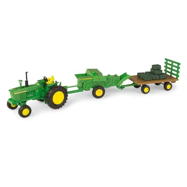 15-Piece 1:32 Scale Haying Set with Die-Cast Tractor, Baler and Wagon Farm Playset