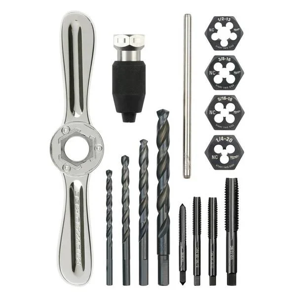 15-Piece SAE Tap and Die Set with Hex-LOK 2-in-1 Handle
