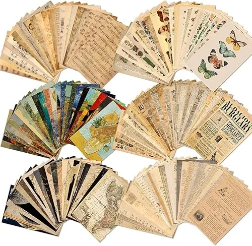 150 Sheets of Scrapbook Paper, Aesthetic Vintage Scrapbooking Supplies Pack, Ephemera for Junk Journal, Cute Notebook Stationary Journal kit, Wall Collage Kit, Vintage Decor