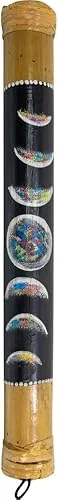 16′ Handmade & Painted Bamboo Rainstick Moon Phases Ethically made in Bali