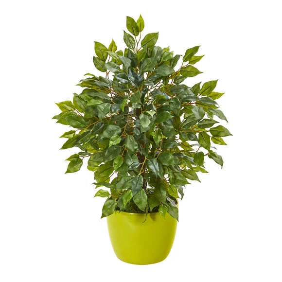 16″ Mini Ficus Artificial Tree in Green Planter