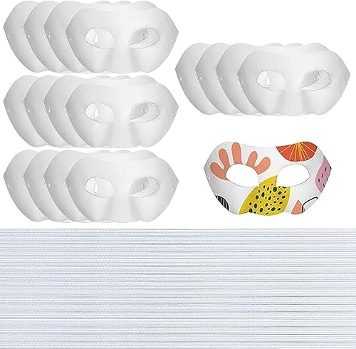 16 Pcs Paper Mache Masks DIY Half Face Masks – Masquerade Masks DIY Party Mardi Gras Mask, White Craft Masks DIY Blank Masks, DIY Art Masks