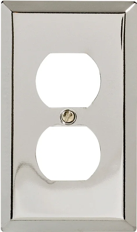 161d Receptacle Wallplate, 4-5/16 In L, 2-7/8 In W, 1 -gang, Steel, Polished Chrome