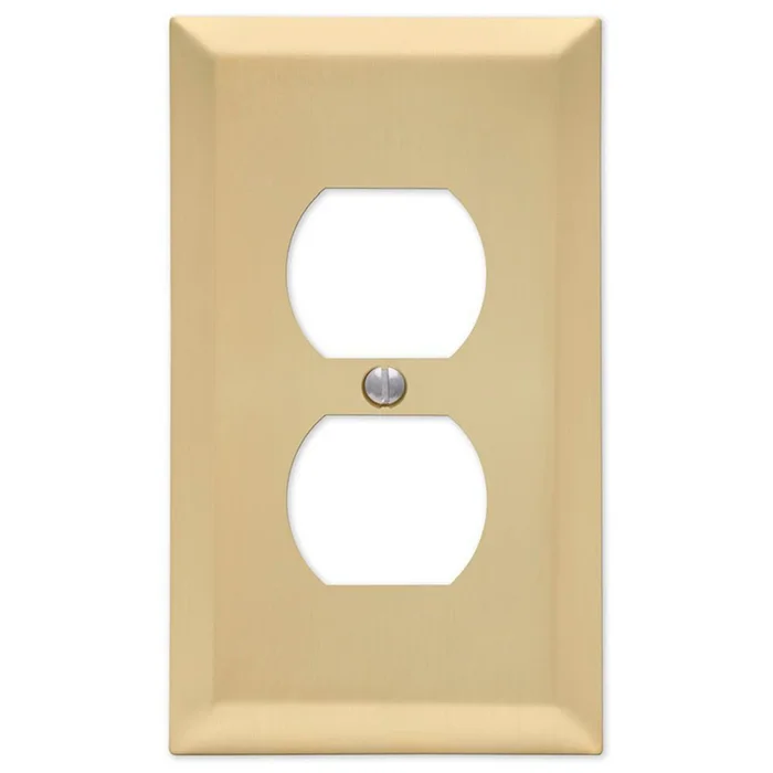 163dsb Receptacle Wallplate, 5 In L, 2-7/8 In W, 1 -gang, Steel, Satin Brass, Screw Mounting