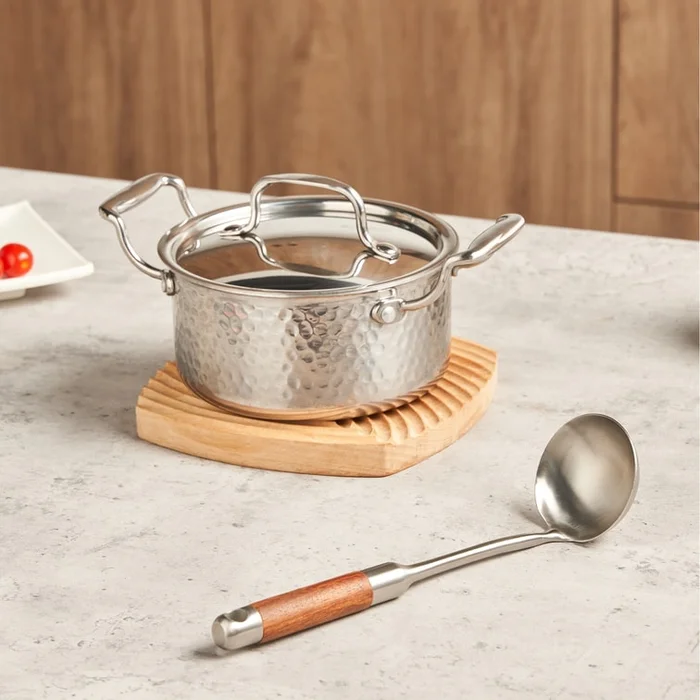 16CM Pot Saucepan With Dual Handles and Cooking Spoon Set- 304 Food-Grade Stainless Steel